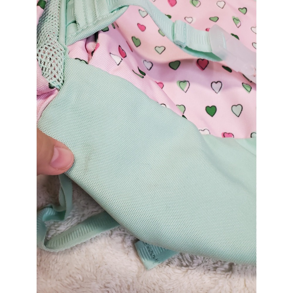 Pottery Barn Kids Roller Rabbit Pink Mint Hearts Backpack Lunch Bag Sack School - Picture 9 of 15